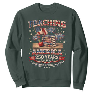 American Teacher Gift Sweatshirt Inspiring Young Minds 250th Anniversary TS12 Dark Forest Green Print Your Wear