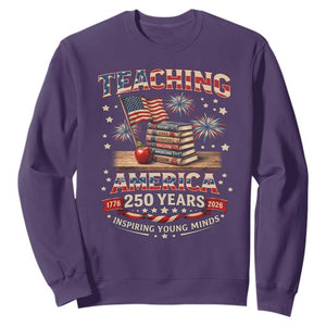 American Teacher Gift Sweatshirt Inspiring Young Minds 250th Anniversary TS12 Purple Print Your Wear