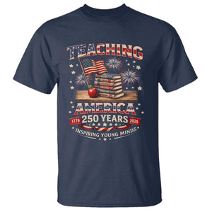 American Teacher Gift T Shirt Inspiring Young Minds 250th Anniversary TS12 Navy Print Your Wear