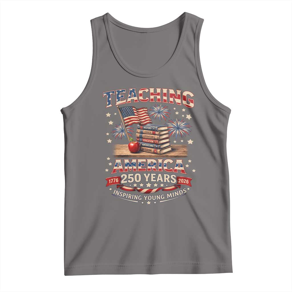 American Teacher Gift Tank Top Inspiring Young Minds 250th Anniversary TS12 Deep Heather Print Your Wear