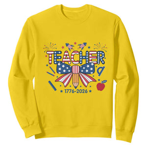 Proud American Teacher 250 Years Sweatshirt Patriotic Educator Gift TS12 Daisy Print Your Wear