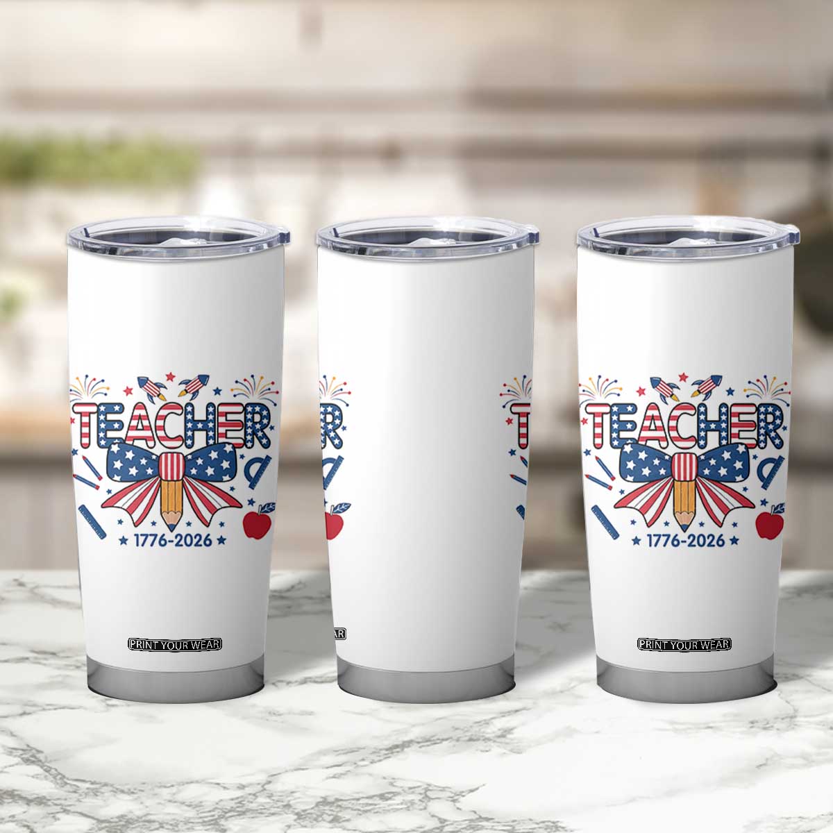 Proud American Teacher 250 Years Tumbler Cup Patriotic Educator Gift TS12 Print Your Wear