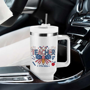 Proud American Teacher 250 Years Tumbler With Handle Patriotic Educator Gift TS12 Print Your Wear