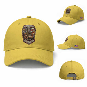Vintage Proud American Welder Baseball Cap Built By Fire Blue Collar Dad Gift TS12 Baseball Cap Universal Fit Yellow Print Your Wear