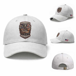 Vintage Proud American Welder Baseball Cap Built By Fire Blue Collar Dad Gift TS12 Baseball Cap Universal Fit White Print Your Wear