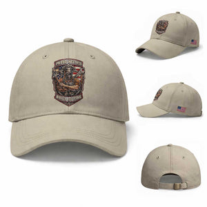 Vintage Proud American Welder Baseball Cap Built By Fire Blue Collar Dad Gift TS12 Baseball Cap Universal Fit Beige Print Your Wear