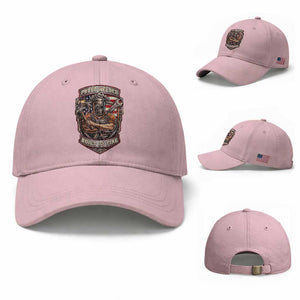 Vintage Proud American Welder Baseball Cap Built By Fire Blue Collar Dad Gift TS12 Baseball Cap Universal Fit Light Pink Print Your Wear