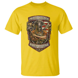 Vintage Proud American Welder T Shirt Built By Fire Blue Collar Dad Gift TS12 Daisy Print Your Wear