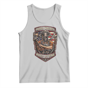 Vintage Proud American Welder Tank Top Built By Fire Blue Collar Dad Gift TS12 Ash Print Your Wear
