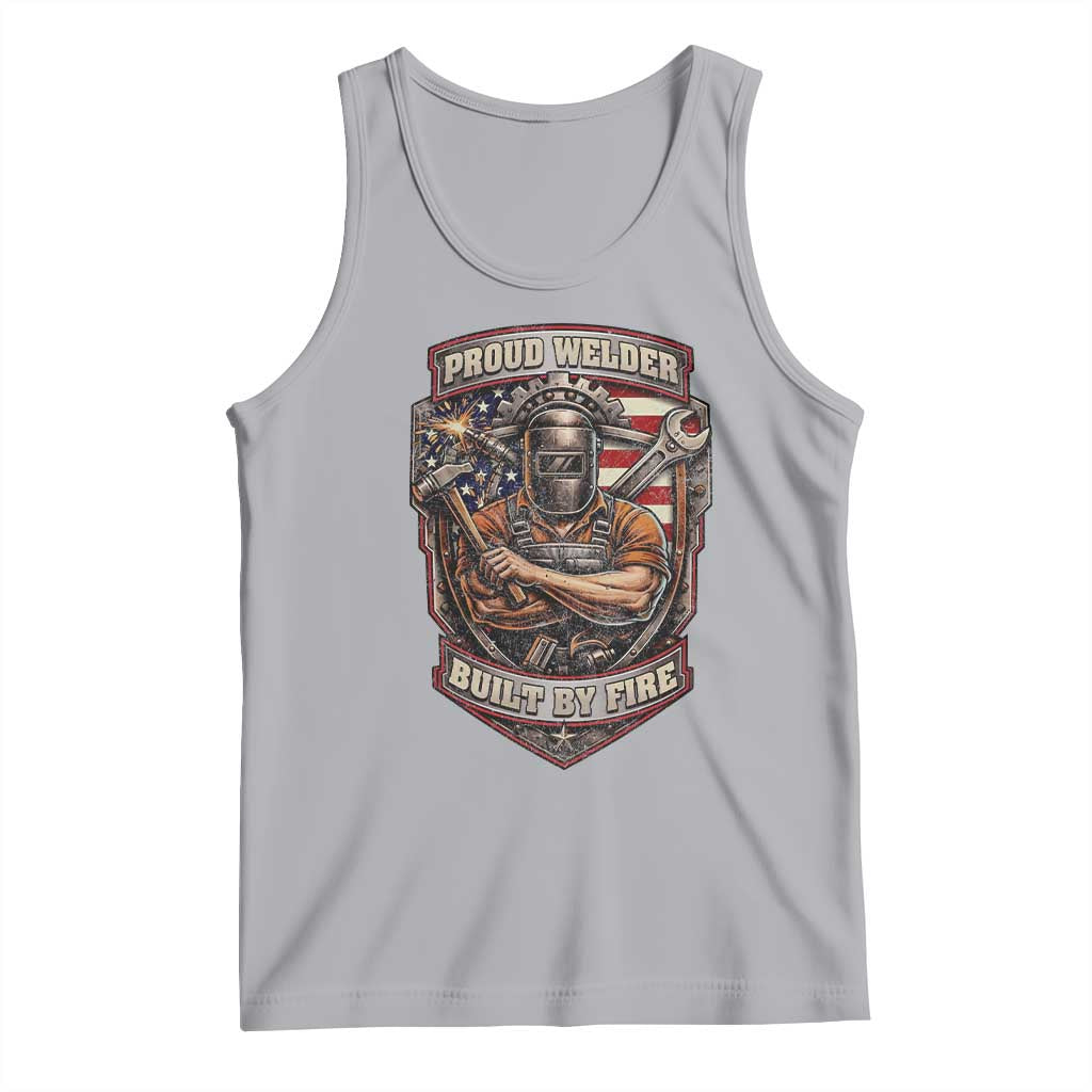 Vintage Proud American Welder Tank Top Built By Fire Blue Collar Dad Gift TS12 Athletic Heather Print Your Wear