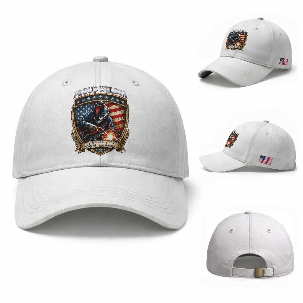 Built To Last Proud Welder Baseball Cap Blue Collar American Dad Gift TS12 Baseball Cap Universal Fit White Print Your Wear
