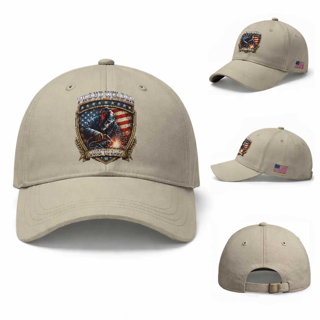 Built To Last Proud Welder Baseball Cap Blue Collar American Dad Gift TS12 Baseball Cap Universal Fit Beige Print Your Wear