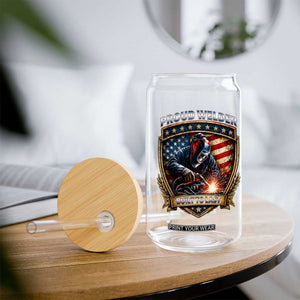 Built To Last Proud Welder Glass Can Blue Collar American Dad Gift TS12 Print Your Wear