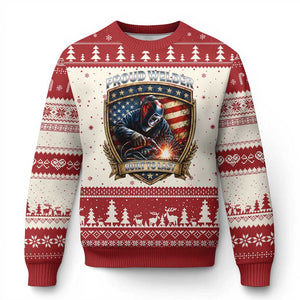 Built To Last Proud Welder Ugly Christmas Sweater Blue Collar American Dad Gift TS12 Beige Red Print Your Wear