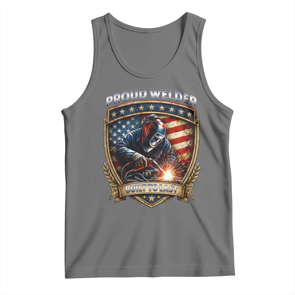 Built To Last Proud Welder Tank Top Blue Collar American Dad Gift TS12 Black Heather Print Your Wear