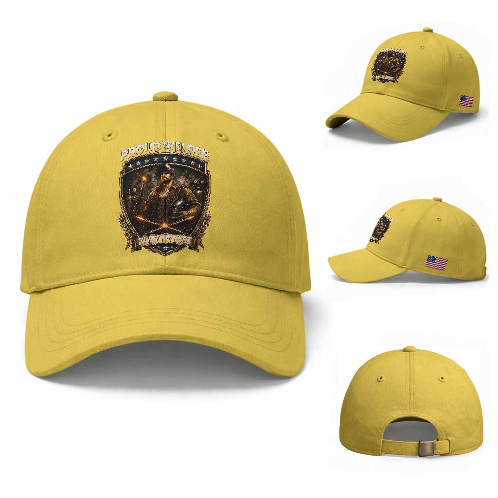 Proud Welder Graphic Baseball Cap Built To Last Worker Gift TS12 Baseball Cap Universal Fit Yellow Print Your Wear