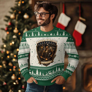 Proud Welder Graphic Ugly Christmas Sweater Built To Last Worker Gift TS12 Beige Green Print Your Wear