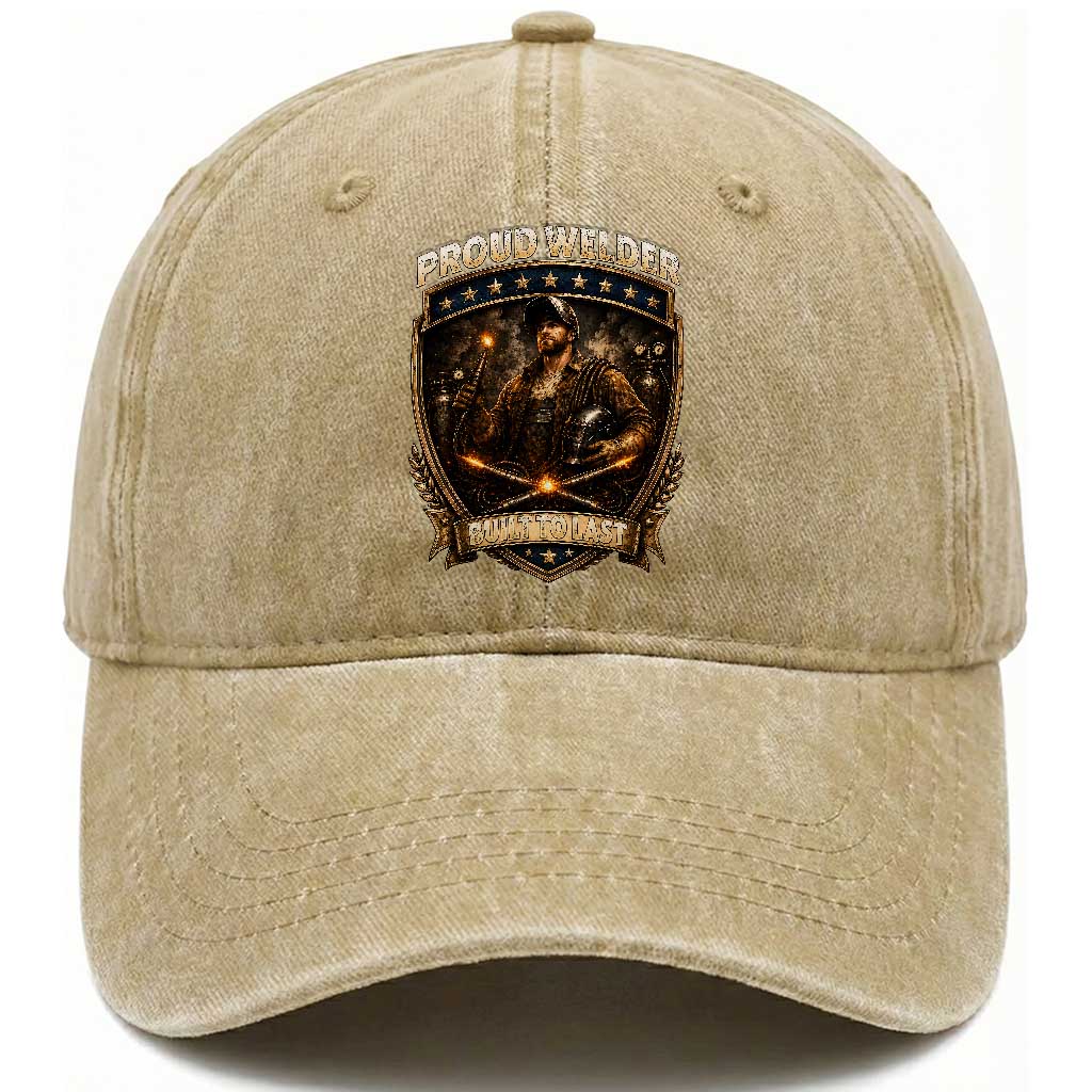Proud Welder Graphic Washed Cotton Baseball Cap Built To Last Worker Gift TS12 Print Your Wear