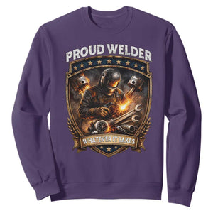Proud Welder Whatever It Takes Sweatshirt Vintage Mechanic Workwear TS12 Purple Print Your Wear
