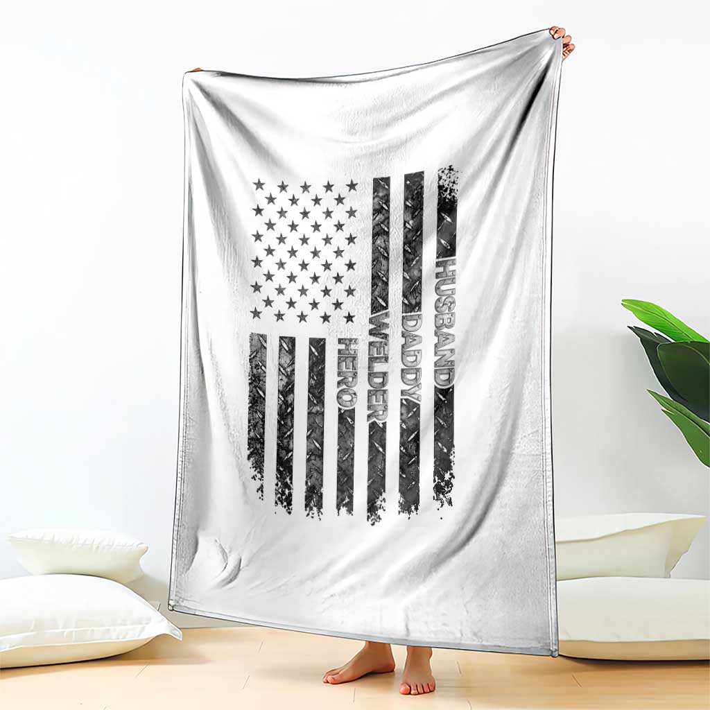 Husband Daddy Welder Hero Throw Blanket Patriotic Welding American Flag Graphic TS12 Print Your Wear
