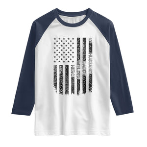 Husband Daddy Welder Hero Raglan Shirt Patriotic Welding American Flag Graphic TS12 White Navy Print Your Wear