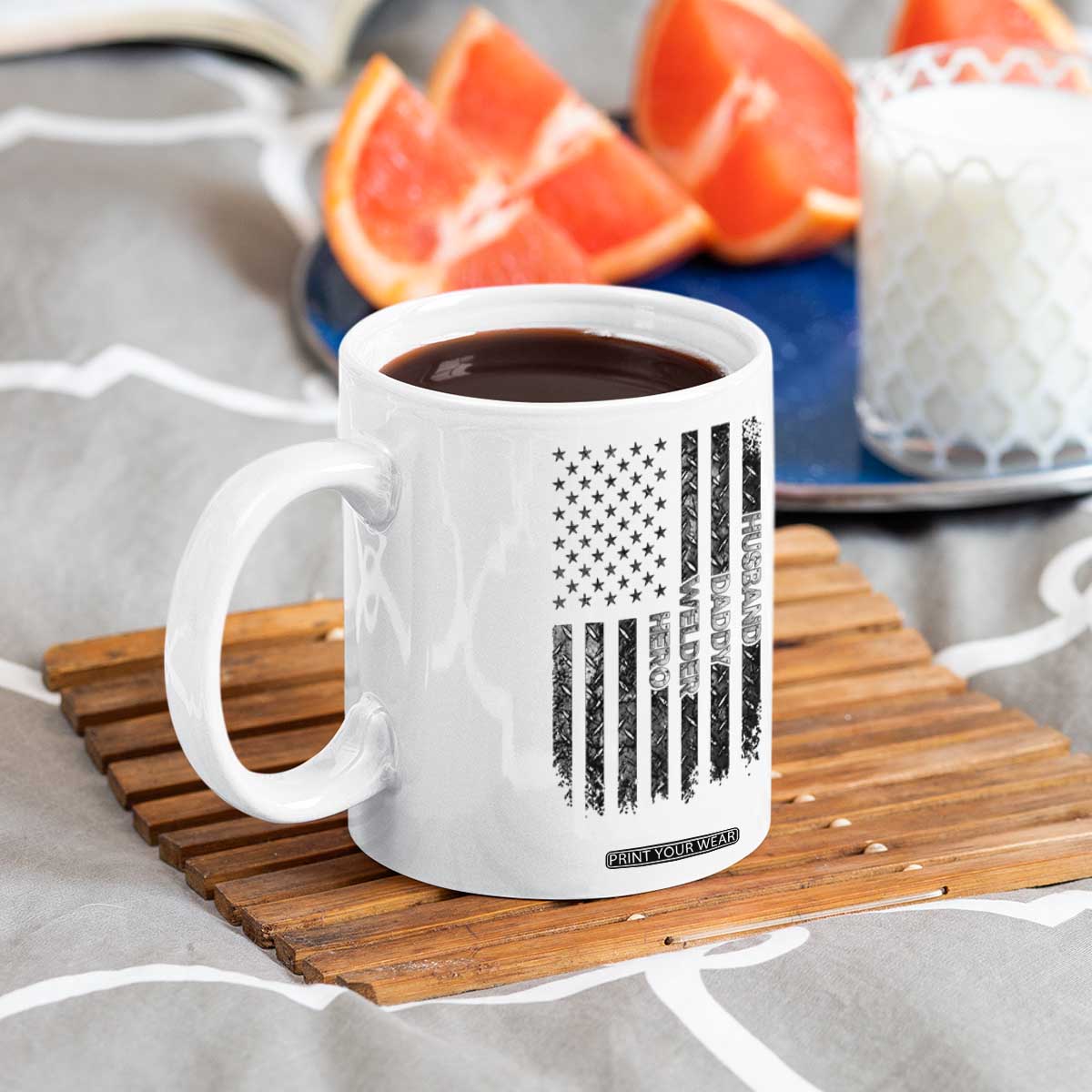 Husband Daddy Welder Hero Coffee Mug Patriotic Welding American Flag Graphic TS12 Print Your Wear