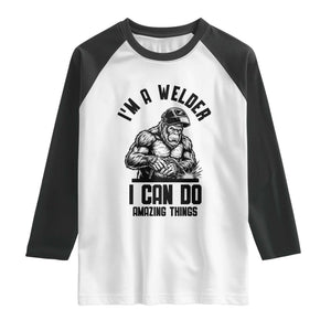 Funny Bigfoot Welder Raglan Shirt I Can Do Amazing Things TS12 White Black Print Your Wear