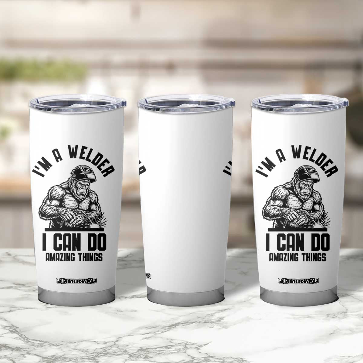 Funny Bigfoot Welder Tumbler Cup I Can Do Amazing Things TS12 Print Your Wear