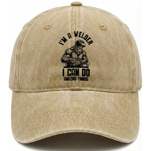 Funny Bigfoot Welder Washed Cotton Baseball Cap I Can Do Amazing Things TS12 Print Your Wear