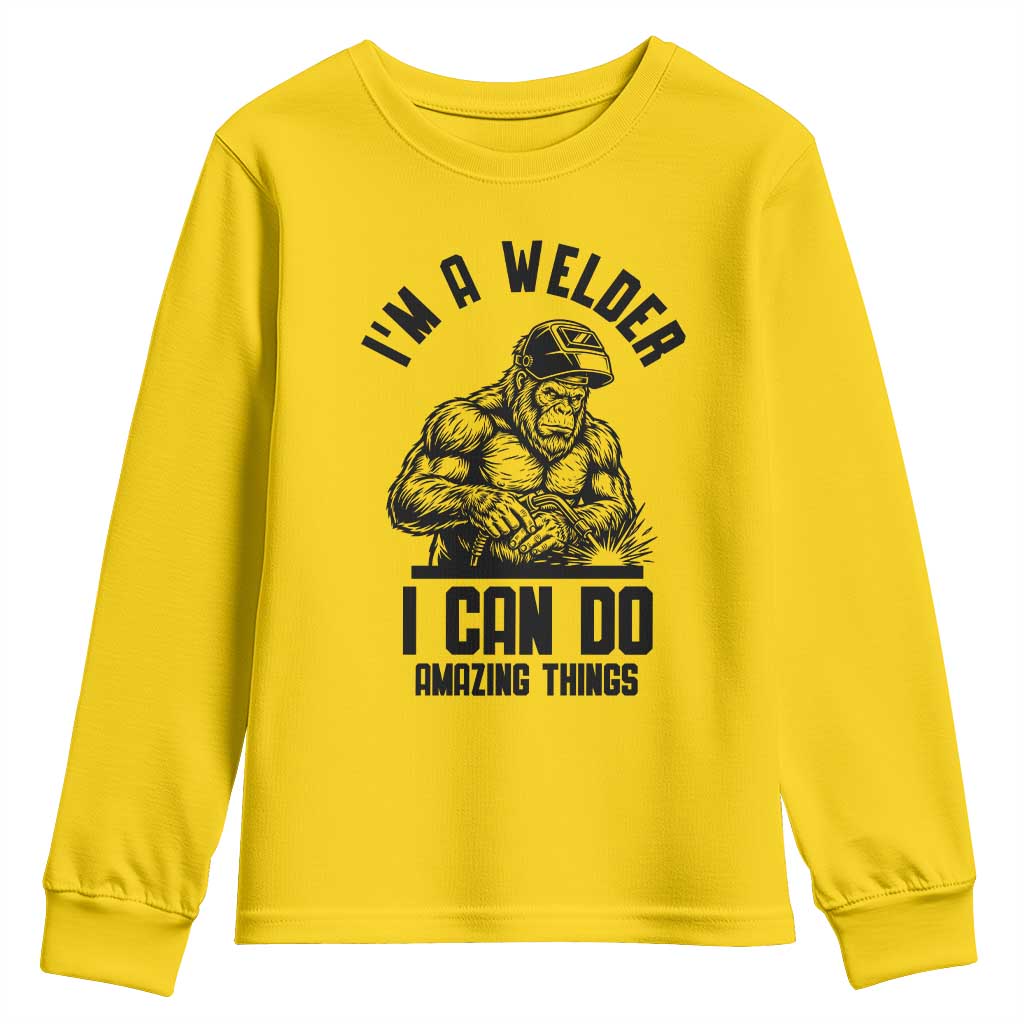 Funny Bigfoot Welder Youth Sweatshirt I Can Do Amazing Things TS12 Daisy Print Your Wear
