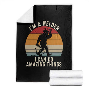 Funny Bigfoot Welding Gift Throw Blanket I Can Do Amazing Things With A Welder TS12 Black Print Your Wear