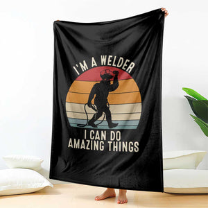 Funny Bigfoot Welding Gift Throw Blanket I Can Do Amazing Things With A Welder TS12 Print Your Wear
