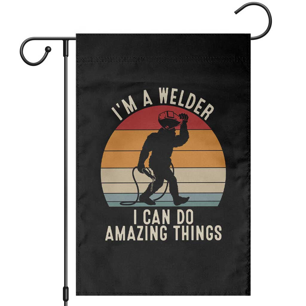 Funny Bigfoot Welding Gift Garden Flag I Can Do Amazing Things With A Welder TS12 Black Print Your Wear