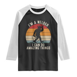 Funny Bigfoot Welding Gift Raglan Shirt I Can Do Amazing Things With A Welder TS12 Black White Print Your Wear