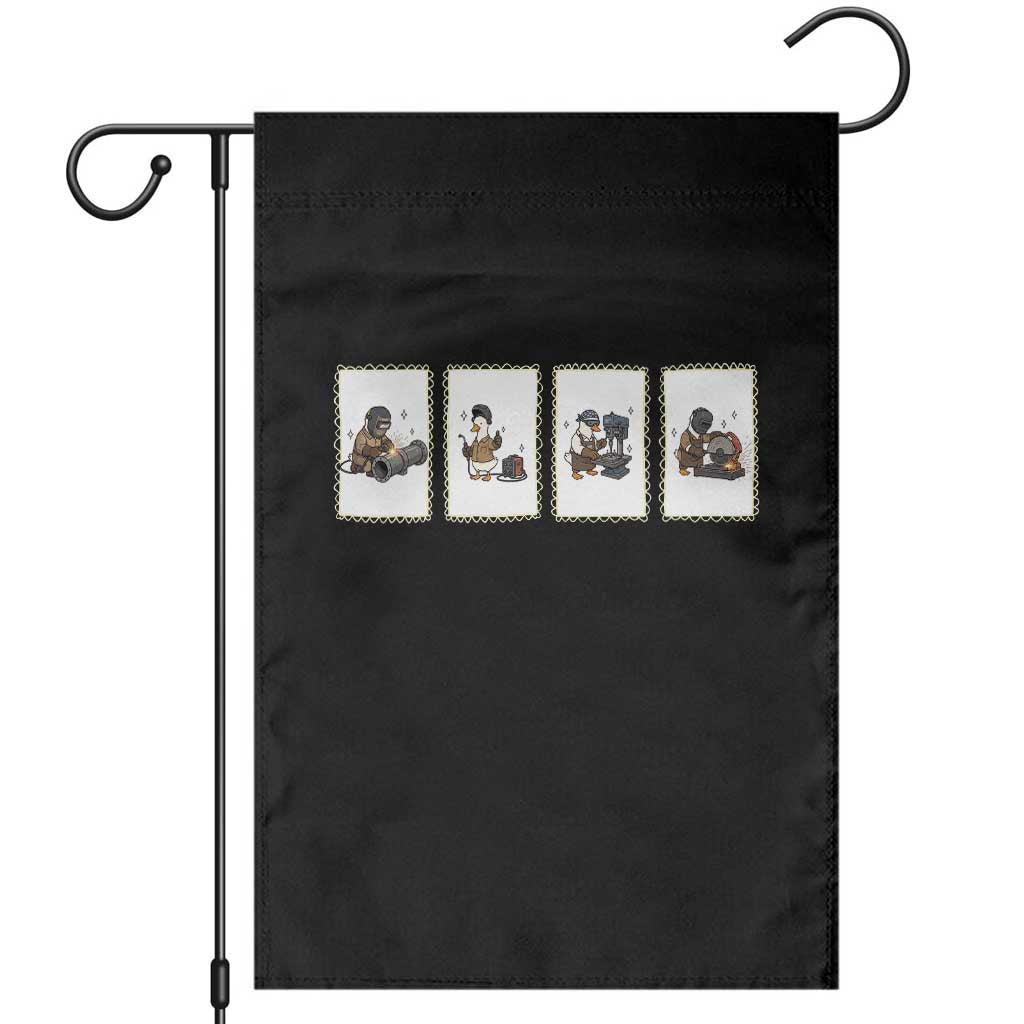 Silly Goose Pipeline Worker Garden Flag Funny Welding Graphic Gift TS12 Black Print Your Wear