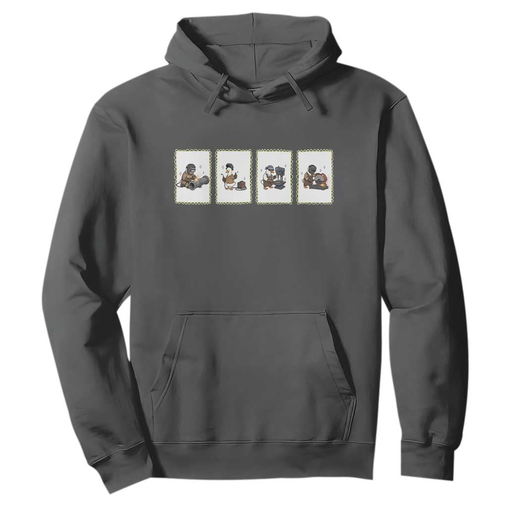 Silly Goose Pipeline Worker Hoodie Funny Welding Graphic Gift TS12 Dark Heather Print Your Wear