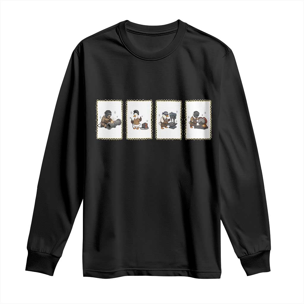 Silly Goose Pipeline Worker Long Sleeve Shirt Funny Welding Graphic Gift TS12 Black Print Your Wear