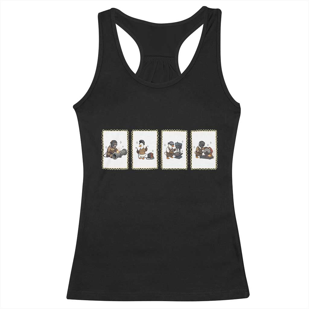 Silly Goose Pipeline Worker Racerback Tank Top Funny Welding Graphic Gift TS12 Black Print Your Wear