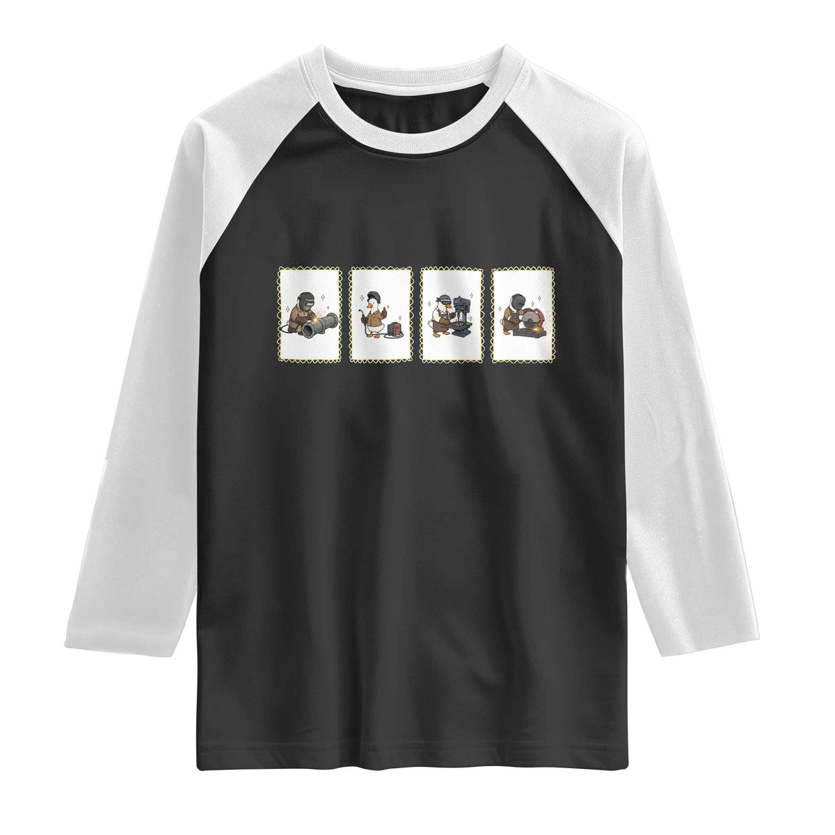 Silly Goose Pipeline Worker Raglan Shirt Funny Welding Graphic Gift TS12 Black White Print Your Wear