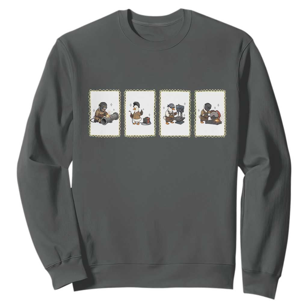 Silly Goose Pipeline Worker Sweatshirt Funny Welding Graphic Gift TS12 Dark Heather Print Your Wear