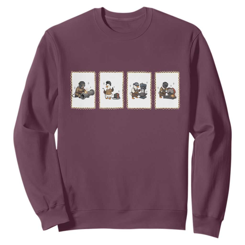 Silly Goose Pipeline Worker Sweatshirt Funny Welding Graphic Gift TS12 Maroon Print Your Wear