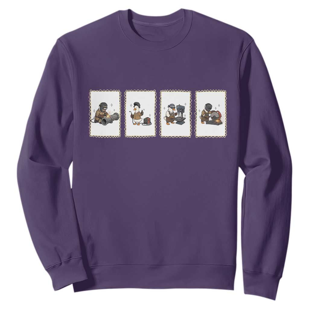 Silly Goose Pipeline Worker Sweatshirt Funny Welding Graphic Gift TS12 Purple Print Your Wear