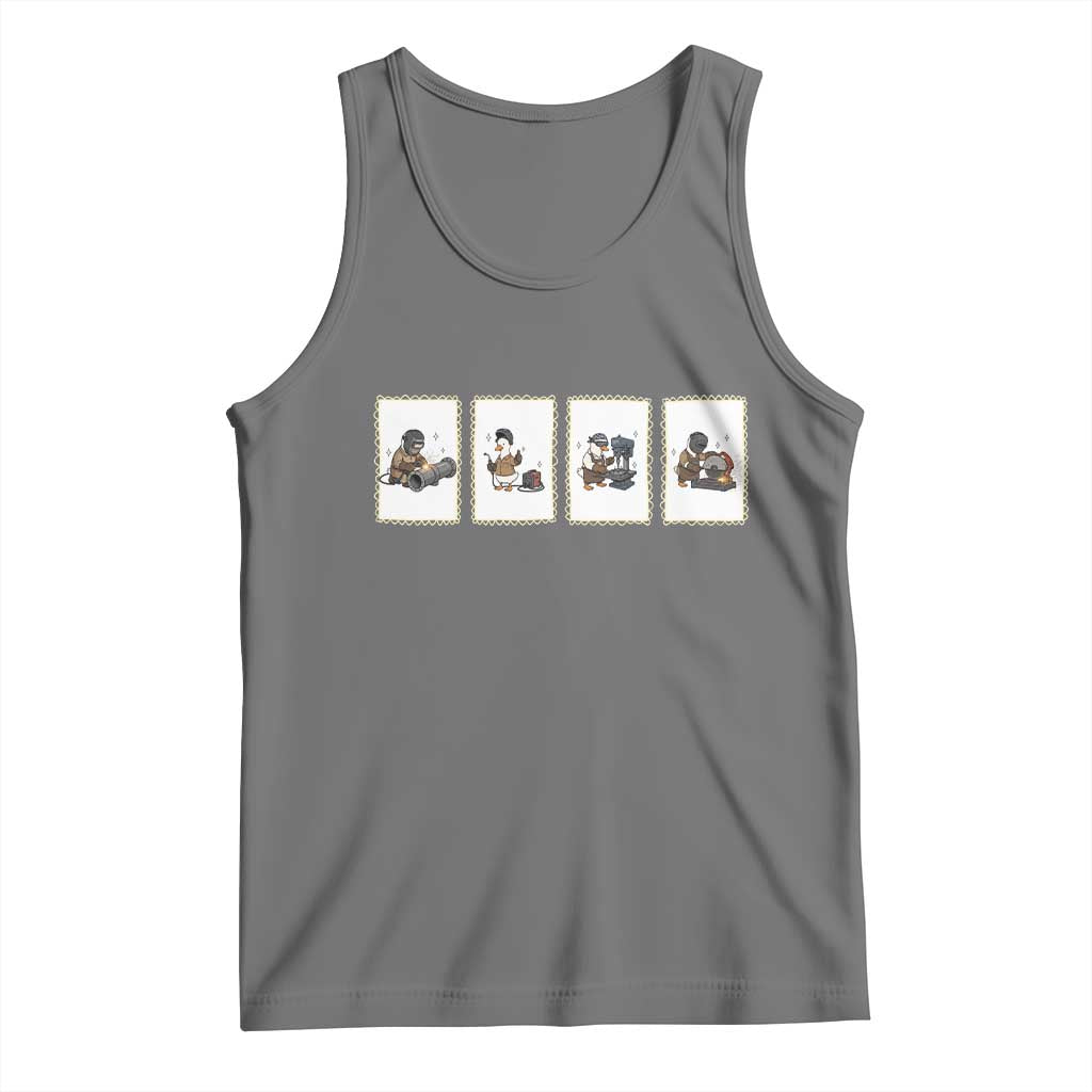 Silly Goose Pipeline Worker Tank Top Funny Welding Graphic Gift TS12 Black Heather Print Your Wear