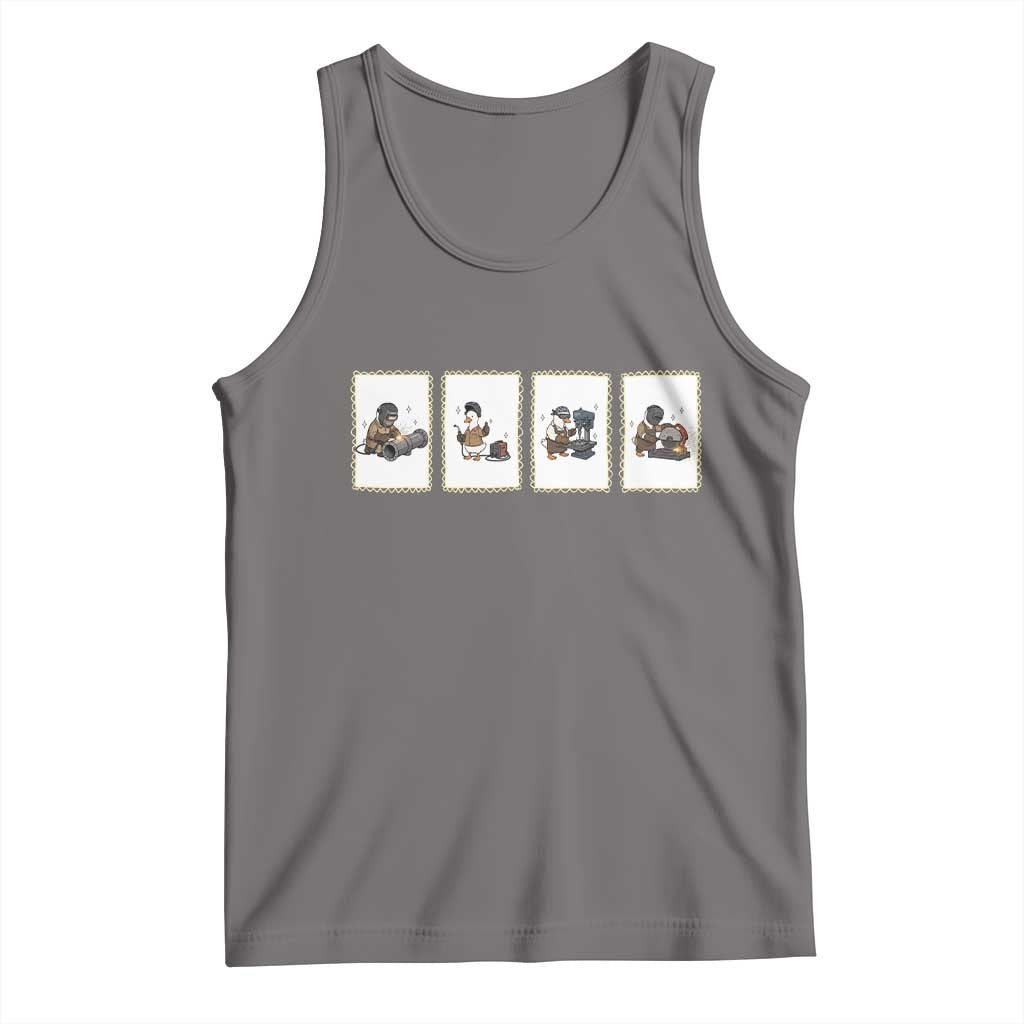 Silly Goose Pipeline Worker Tank Top Funny Welding Graphic Gift TS12 Deep Heather Print Your Wear