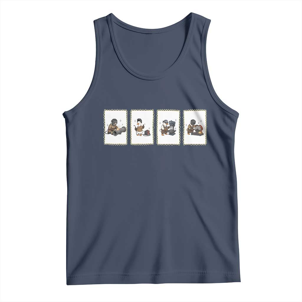 Silly Goose Pipeline Worker Tank Top Funny Welding Graphic Gift TS12 Navy Print Your Wear