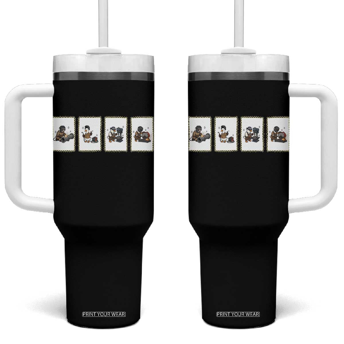 Silly Goose Pipeline Worker Tumbler With Handle Funny Welding Graphic Gift TS12 One Size: 40 oz Black Print Your Wear