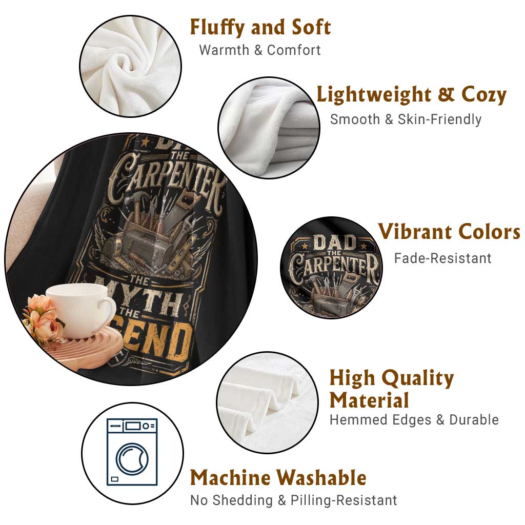 Dad The Carpenter The Myth The Legend Throw Blanket Funny Woodworker Carpenter Graphic TS12 Print Your Wear
