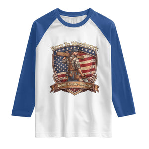 Proud American Woodworker Raglan Shirt Born To Woodwork Patriotic Gift TS12 White Royal Print Your Wear