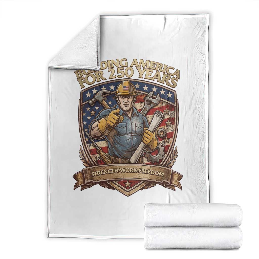 American Construction Worker Throw Blanket Building America For 250 Years TS12 White Print Your Wear