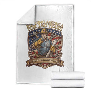 American Construction Worker Throw Blanket Building America For 250 Years TS12 White Print Your Wear